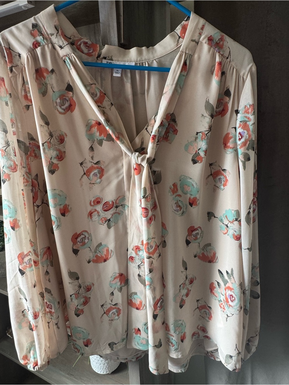 ANTHROPOLOGIE DR2 DANIEL RAINN WOMEN'S TAN MULTICOLOR WATERCOLOR FLORAL BLOUSE